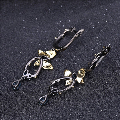 Natural London Blue Topa Earrings 925 Silver Handmade Butterfly Fashion Long Earrings-Jewearrings