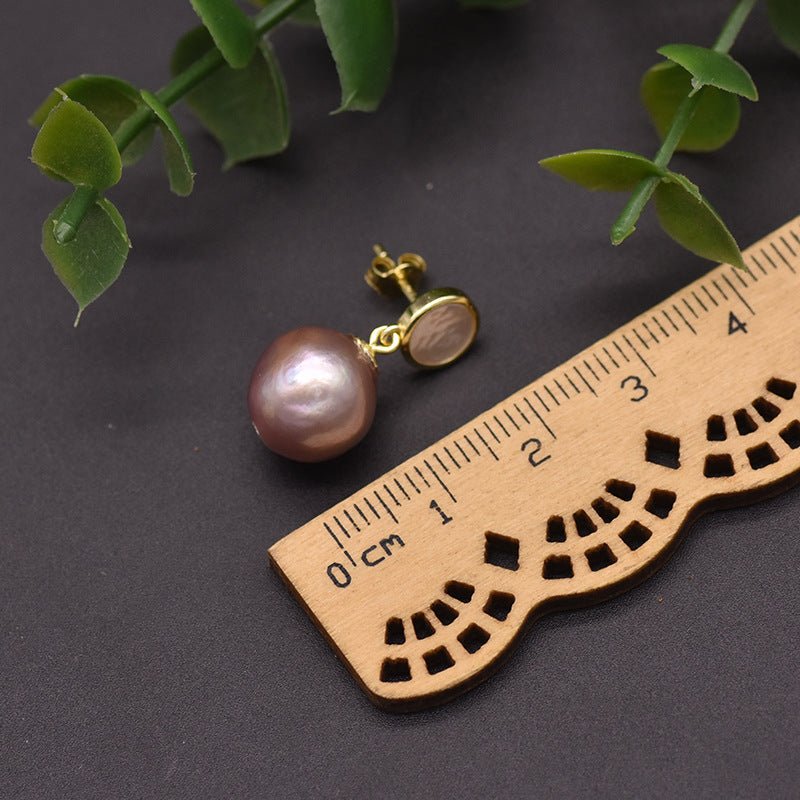 Natural Purple Edison Baroque Pearl Earrings-Jewearrings