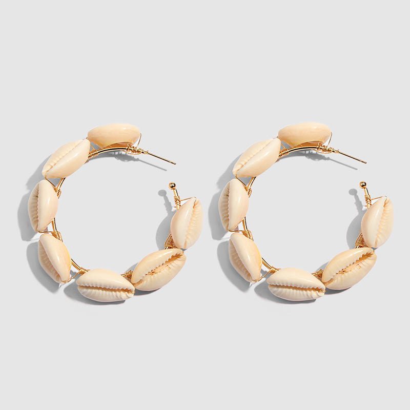 Natural shell alloy earrings-Jewearrings