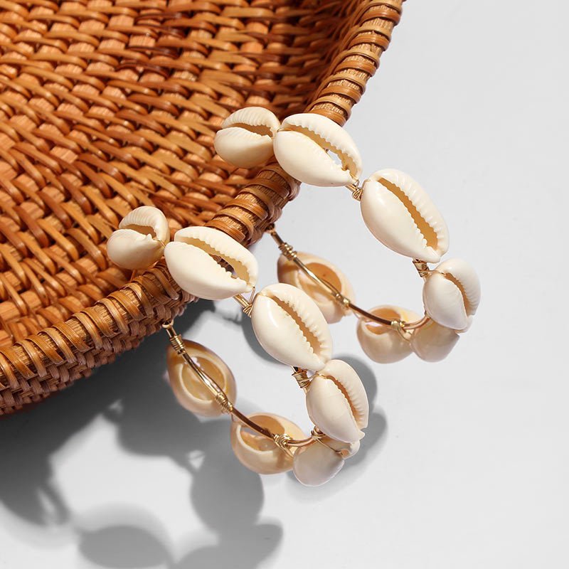 Natural shell alloy earrings-Jewearrings