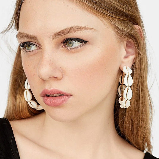 Natural shell alloy earrings-Jewearrings