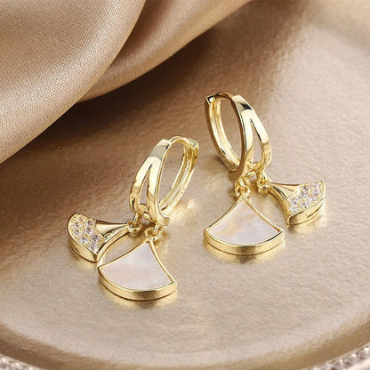 Natural Shell Fan Earrings Women-Jewearrings