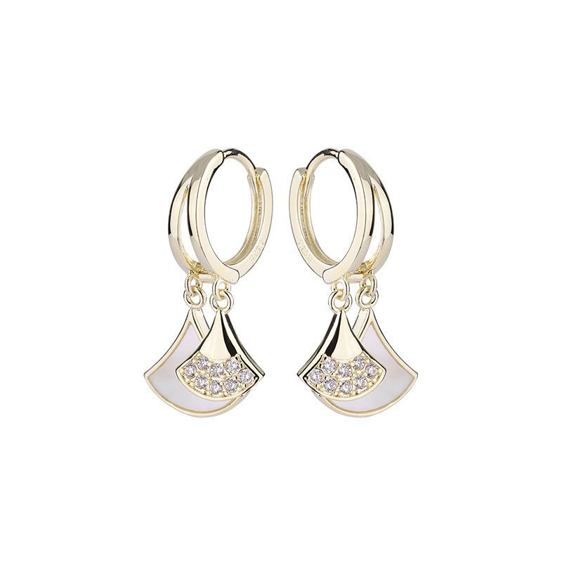 Natural Shell Fan Earrings Women-Jewearrings