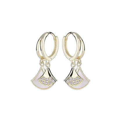 Natural Shell Fan Earrings Women-Jewearrings