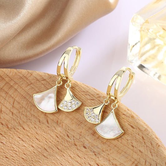 Natural Shell Fan Earrings Women-Jewearrings