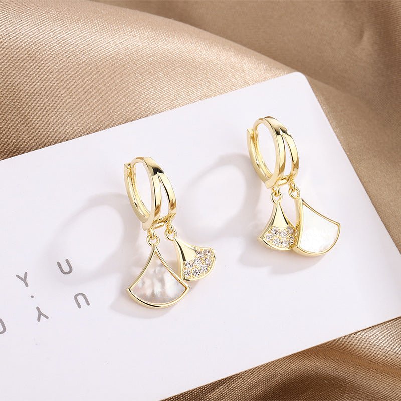 Natural Shell Fan Earrings Women-Jewearrings