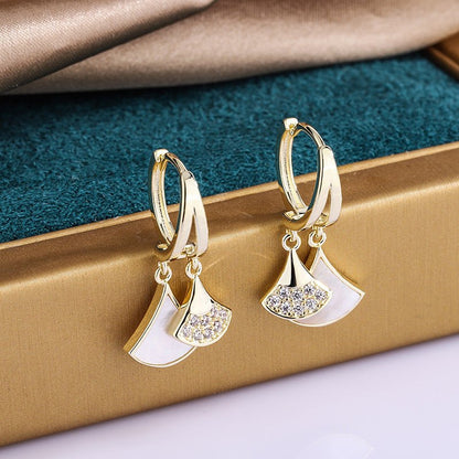 Natural Shell Fan Earrings Women-Jewearrings