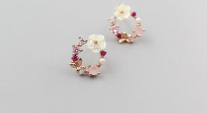 Natural shell flower earrings-Jewearrings