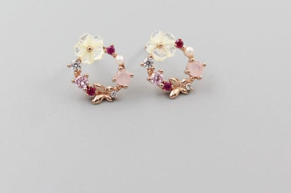 Natural shell flower earrings-Jewearrings