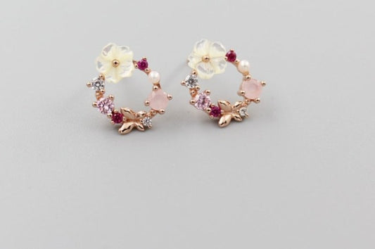 Natural shell flower earrings-Jewearrings