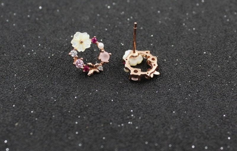 Natural shell flower earrings-Jewearrings