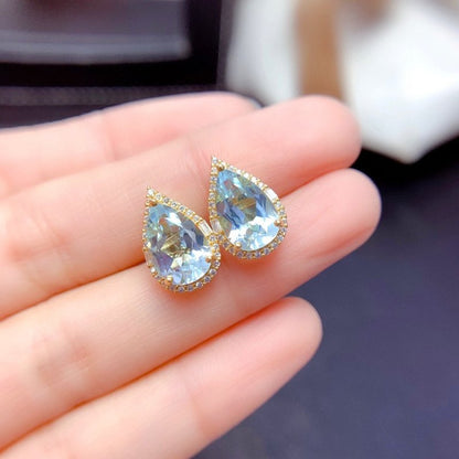 Natural Sky Blue Topaz Set Ring Pendant Earrings-Jewearrings