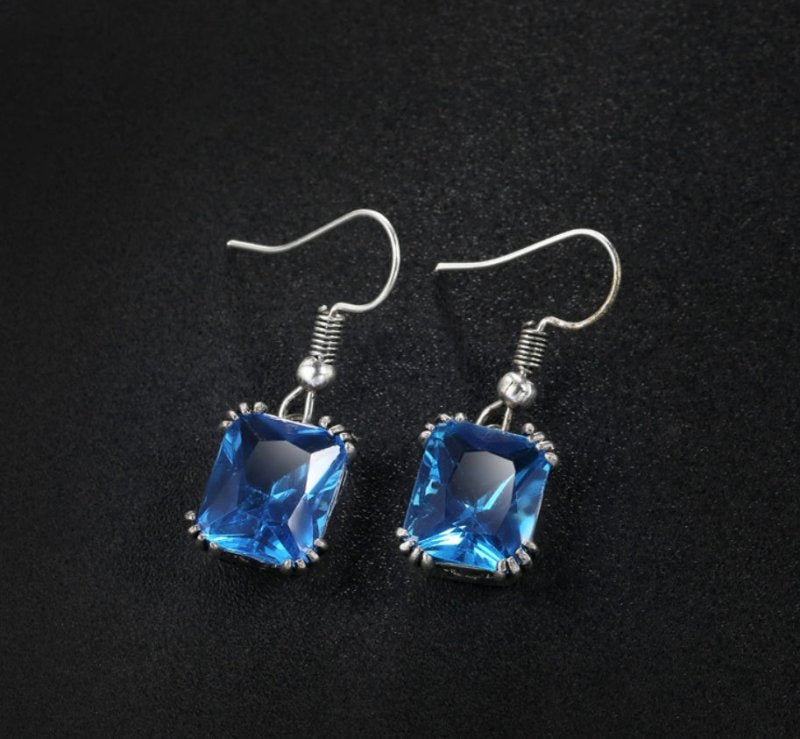 Natural stone sea blue gemstone earrings-Jewearrings