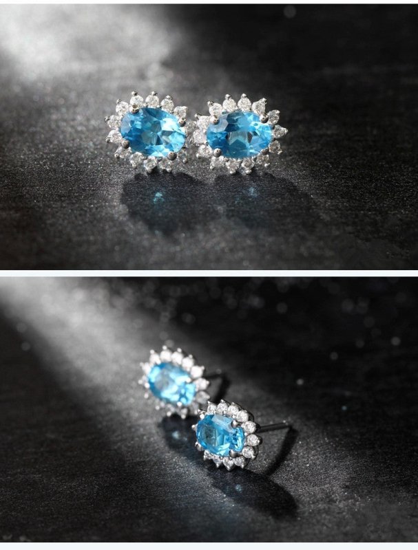 Natural Topaz Earrings Earrings 2.5 Carats Colored Sapphire Sky Blue-Jewearrings