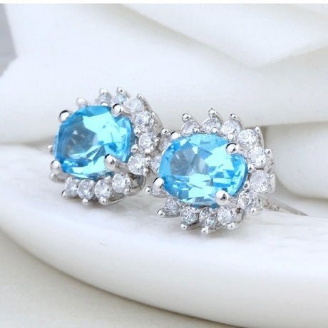 Natural Topaz Earrings Earrings 2.5 Carats Colored Sapphire Sky Blue-Jewearrings