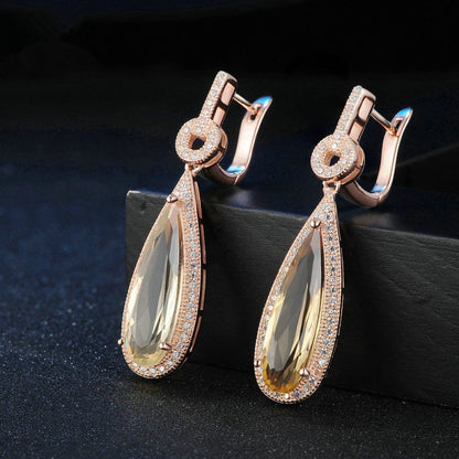 Natural water drop Crystal Earrings-Jewearrings