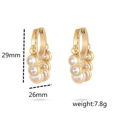 New 18K Vacuum Gold-plated Round Diamond Stainless Steel Earrings For Women-Jewearrings