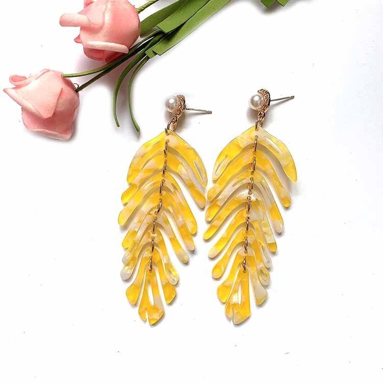 New Acrylic Leaf Earrings-Jewearrings