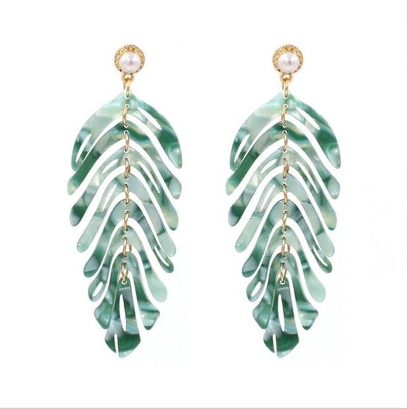 New Acrylic Leaf Earrings-Jewearrings