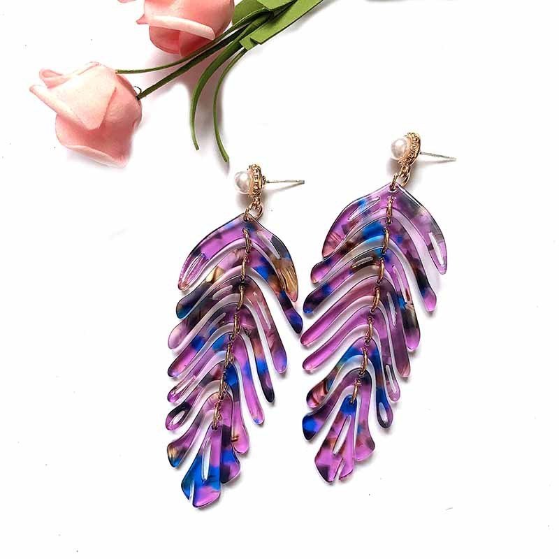 New Acrylic Leaf Earrings-Jewearrings