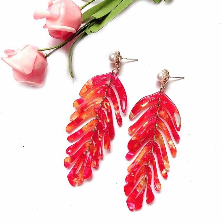 New Acrylic Leaf Earrings-Jewearrings