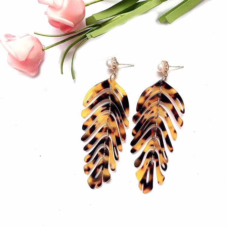 New Acrylic Leaf Earrings-Jewearrings