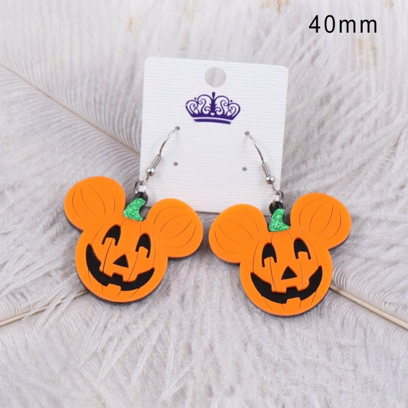 New Acrylic Pumpkin Head Earrings For Halloween-Jewearrings