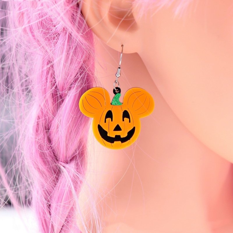 New Acrylic Pumpkin Head Earrings For Halloween-Jewearrings