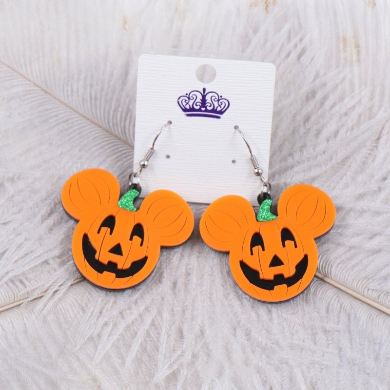 New Acrylic Pumpkin Head Earrings For Halloween-Jewearrings