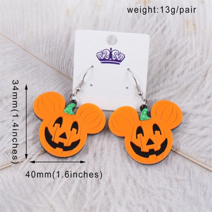 New Acrylic Pumpkin Head Earrings For Halloween-Jewearrings