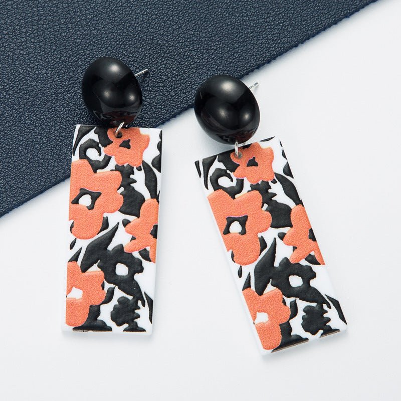 New Color Block Acrylic Print Embossed Earrings-Jewearrings