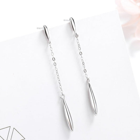 New Concept S925 Sterling Silver Ear Line Temperament Personality Long Tassel Internet Celebrity Thin-looking Earrings-Jewearrings