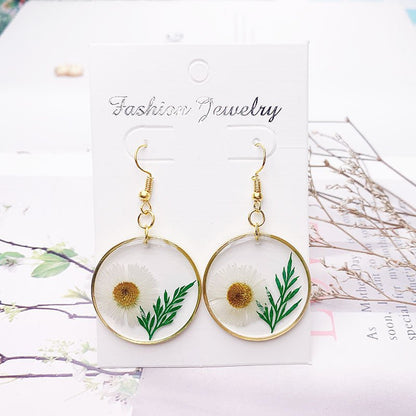 New Dry Flower Transparent Acrylic Geometric Resin Earrings-Jewearrings