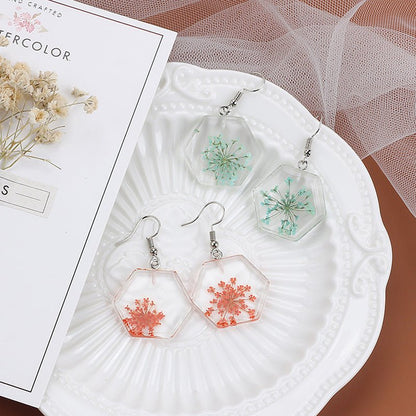 New Dry Flower Transparent Acrylic Geometric Resin Earrings-Jewearrings