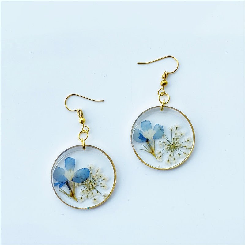 New Dry Flower Transparent Acrylic Geometric Resin Earrings-Jewearrings