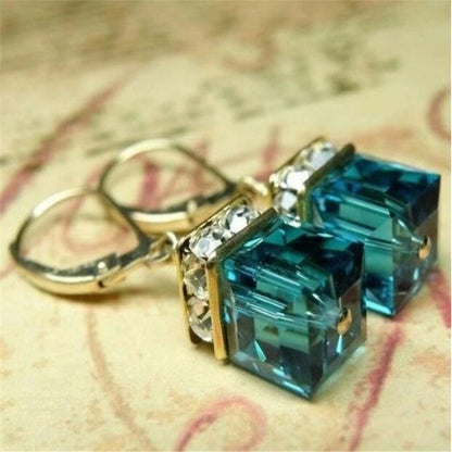 New Earrings Blue Green Square Fashion Personality Women's New Ear Jewelry Wild Style Trend-Jewearrings