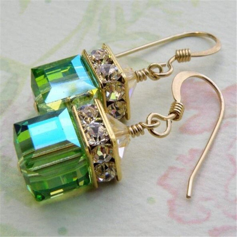 New Earrings Blue Green Square Fashion Personality Women's New Ear Jewelry Wild Style Trend-Jewearrings