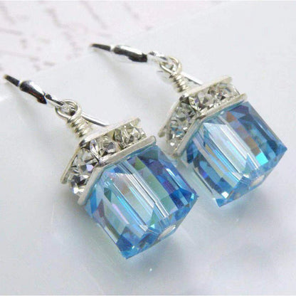 New Earrings Blue Green Square Fashion Personality Women's New Ear Jewelry Wild Style Trend-Jewearrings