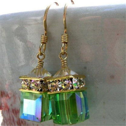 New Earrings Blue Green Square Fashion Personality Women's New Ear Jewelry Wild Style Trend-Jewearrings