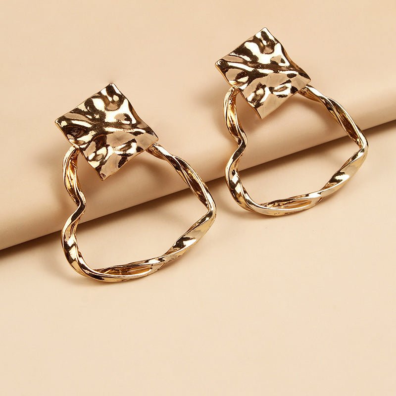 New Exaggerated Big Brand Alloy Heart-Shaped Earrings-Jewearrings