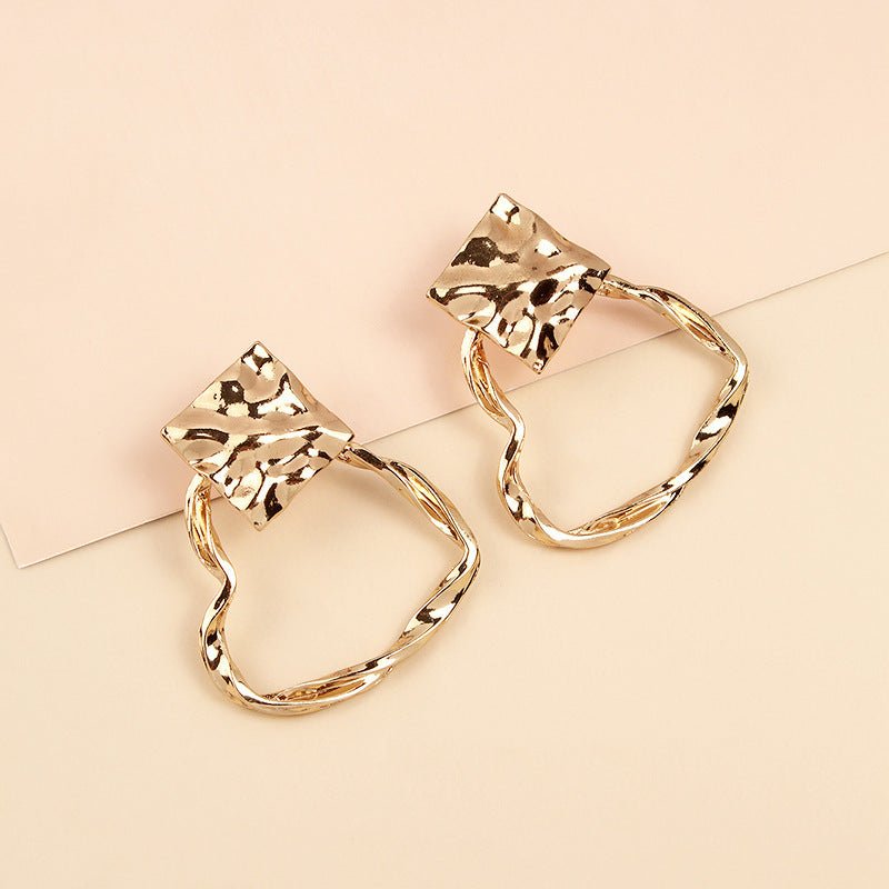 New Exaggerated Big Brand Alloy Heart-Shaped Earrings-Jewearrings