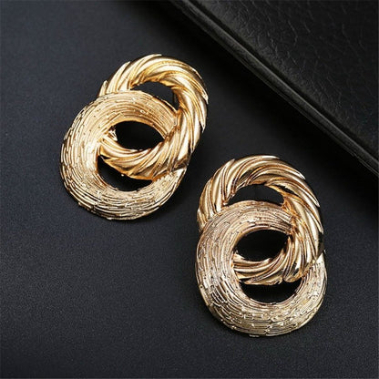 New Exaggerated Big Stud Earrings for Women Circle Round Alloy Earrings Wedding Party Gift-Jewearrings