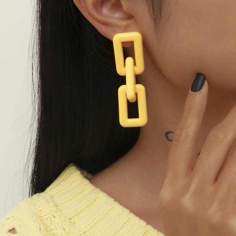 New Exaggerated Geometric Square Acrylic Earrings-Jewearrings