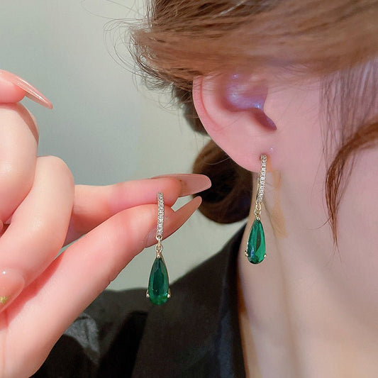 New Fashion Emerald Diamond Earrings-Jewearrings