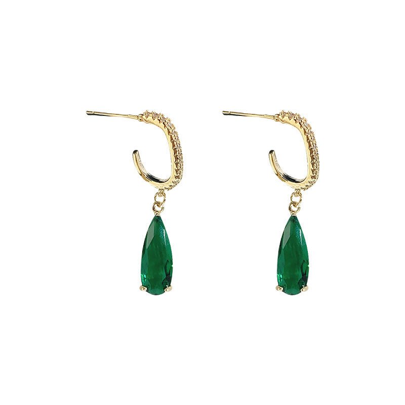 New Fashion Emerald Diamond Earrings-Jewearrings