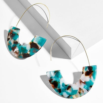 New Fashion Leopard Grain Multi-Color Big Hook Acrylic Earrings Special Design Semicircle Resin Drop Earring ZA Brincos-Jewearrings