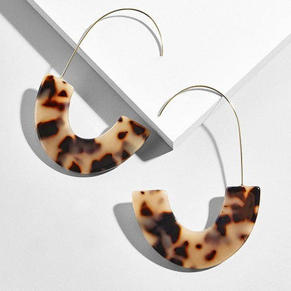 New Fashion Leopard Grain Multi-Color Big Hook Acrylic Earrings Special Design Semicircle Resin Drop Earring ZA Brincos-Jewearrings