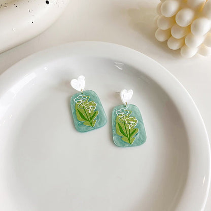 New Flower Leaves Transparent Acrylic Earrings-Jewearrings