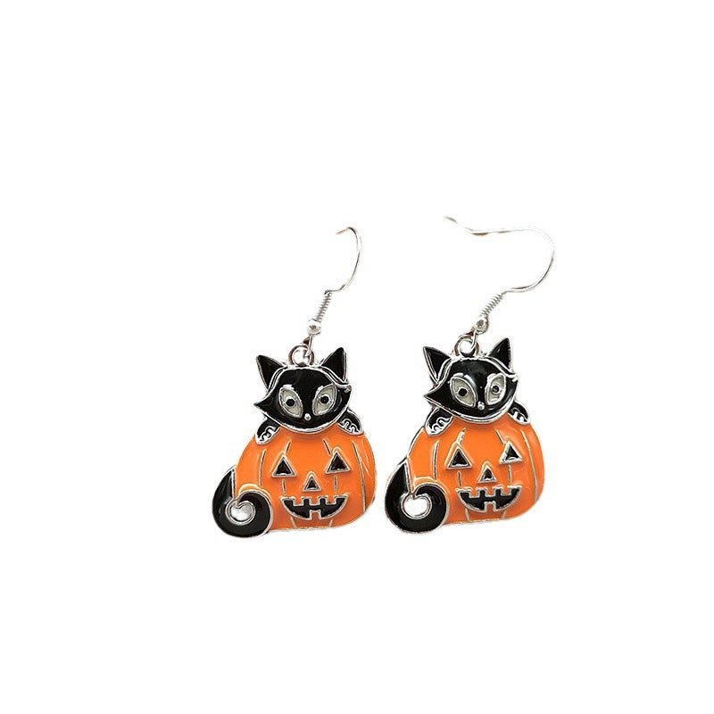 New Halloween Funny Earrings Hat Pumpkin Face Exaggerated Creative Dark Style Ornament-Jewearrings