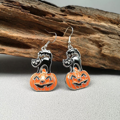 New Halloween Funny Earrings Hat Pumpkin Face Exaggerated Creative Dark Style Ornament-Jewearrings